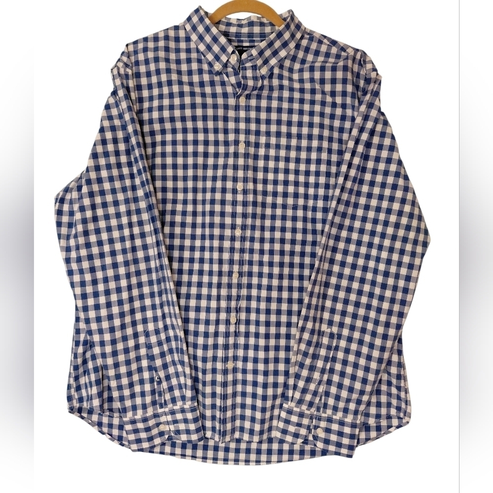 Old Navy Blue and White Plaid Shirt